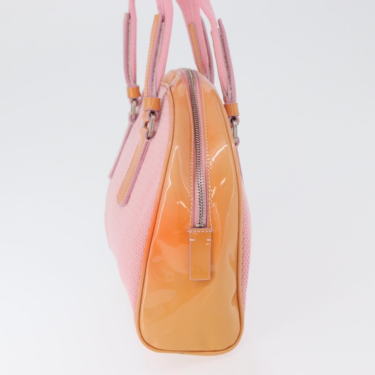 Prada PRADA Hand Bag Canvas Pink Silver Authentic 172212