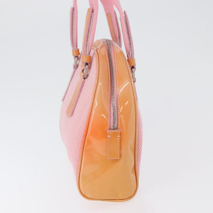 Prada PRADA Hand Bag Canvas Pink Silver Authentic 172212