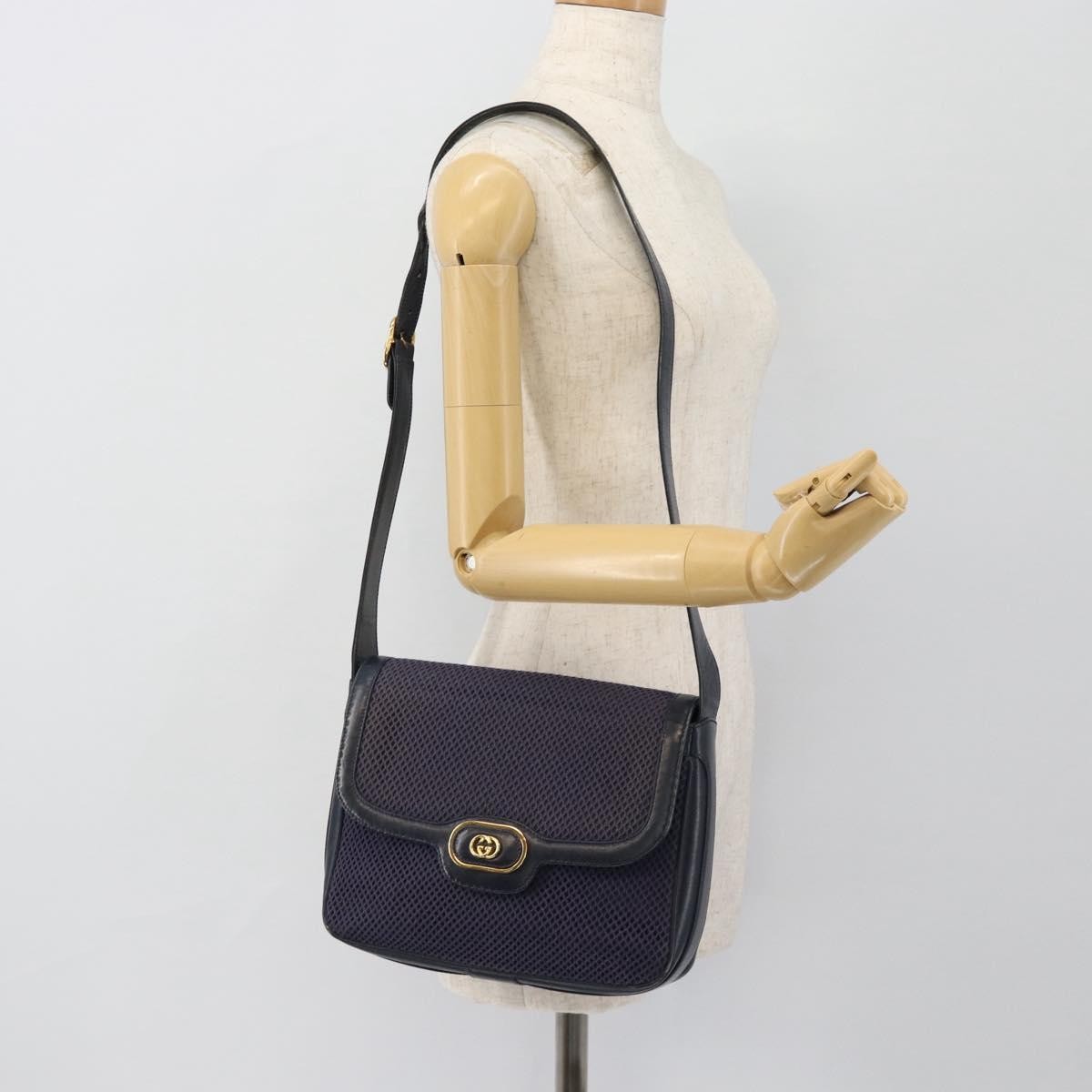 Gucci GUCCI Shoulder Bag Leather Purple Gold Authentic 180820