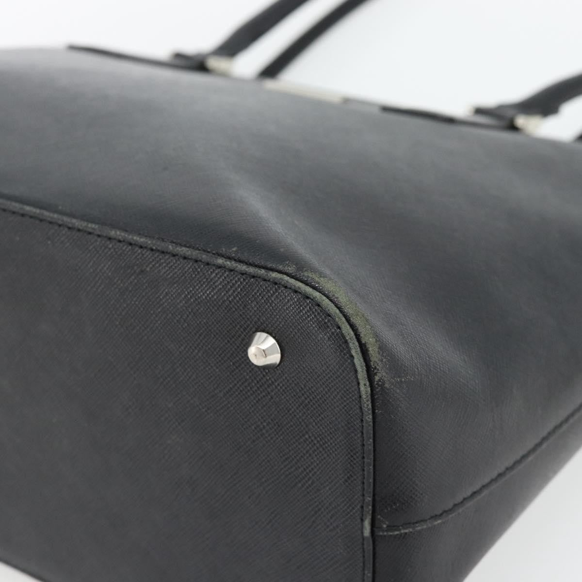 Burberry BURBERRY Tote Bag Leather Black Silver Authentic 182424