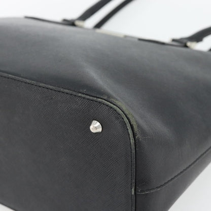 Burberry BURBERRY Tote Bag Leather Black Silver Authentic 182424