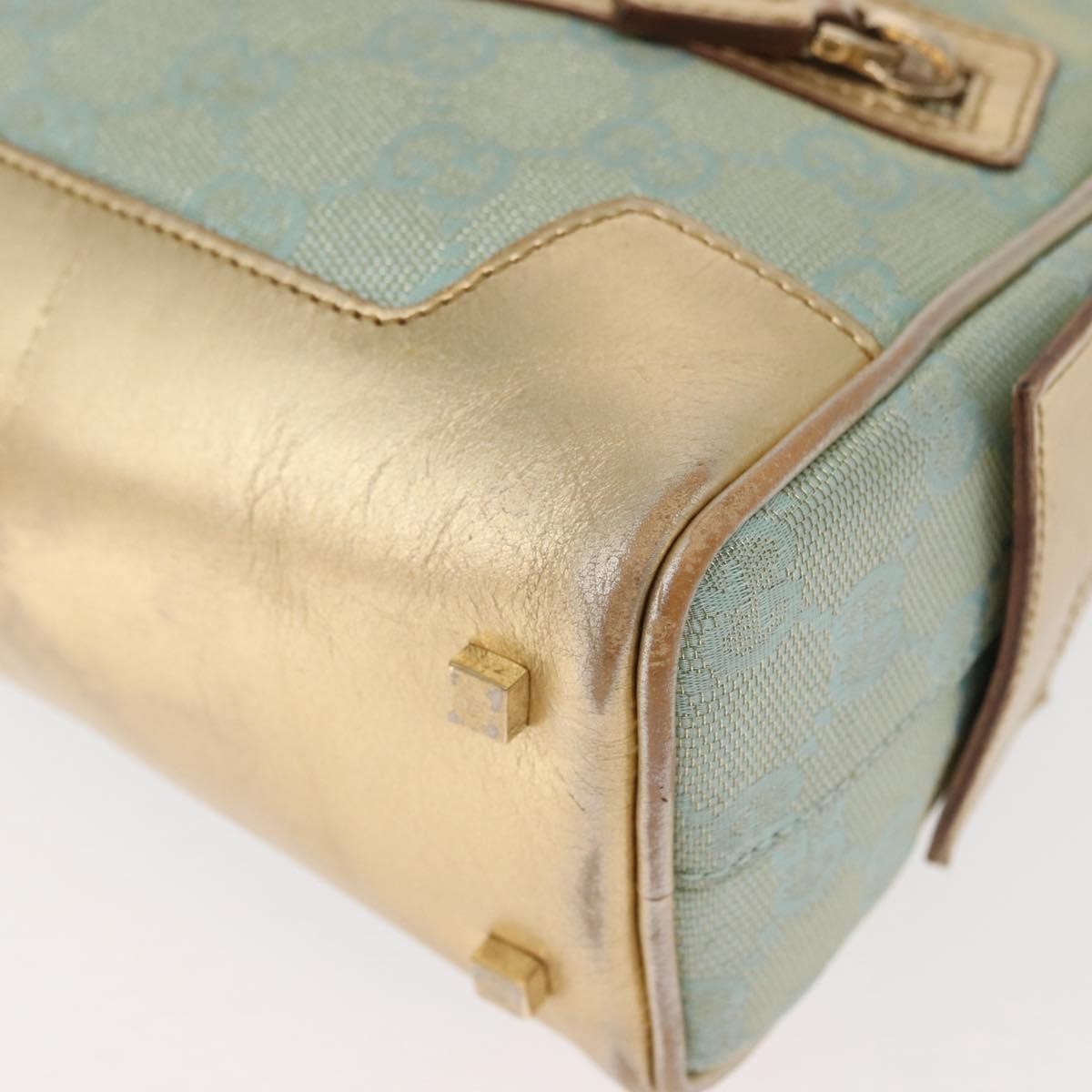 Gucci GUCCI GG Canvas Hand Bag Peppermint Gold 000 0852 Authentic 146975
