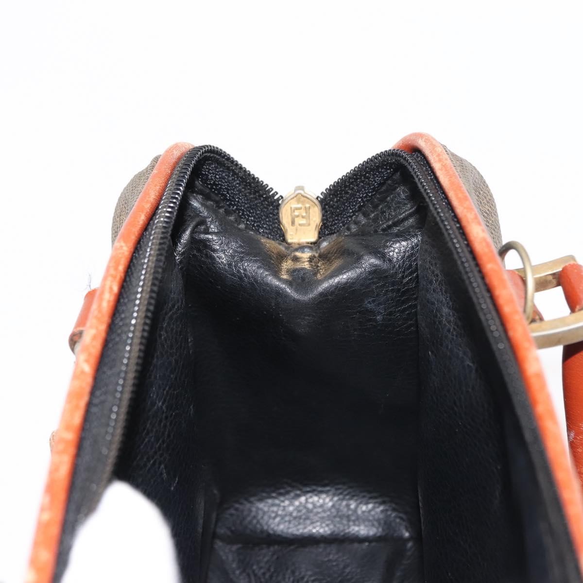 Fendi FENDI Pecan Canvas Hand Bag PVC Black Brown Authentic 146281