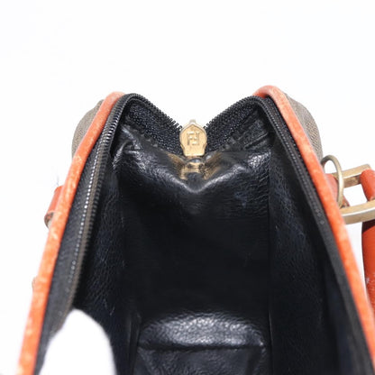 Fendi FENDI Pecan Canvas Hand Bag PVC Black Brown Authentic 146281