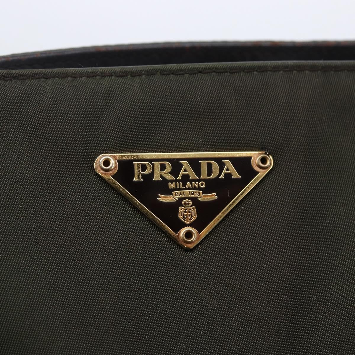 Prada PRADA Tote Bag Nylon Khaki Gold Authentic 148282