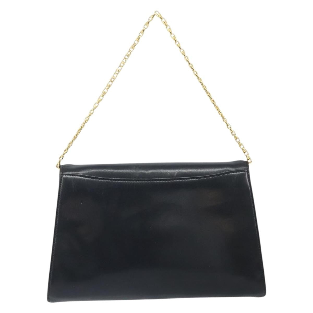 Givenchy GIVENCHY Chain Hand Bag Leather Black Gold Authentic 172216