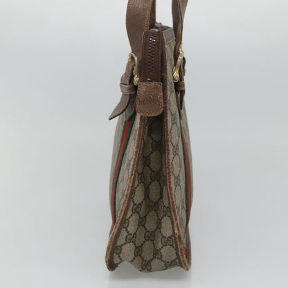 Gucci GUCCI GG Supreme Web Sherry Line Hand Bag PVC Beige Gold Authentic ar13384