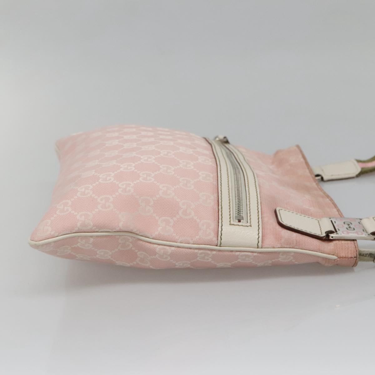 Gucci GUCCI GG Canvas Sherry Line Tote Bag Pink Silver 145809 Authentic 141943