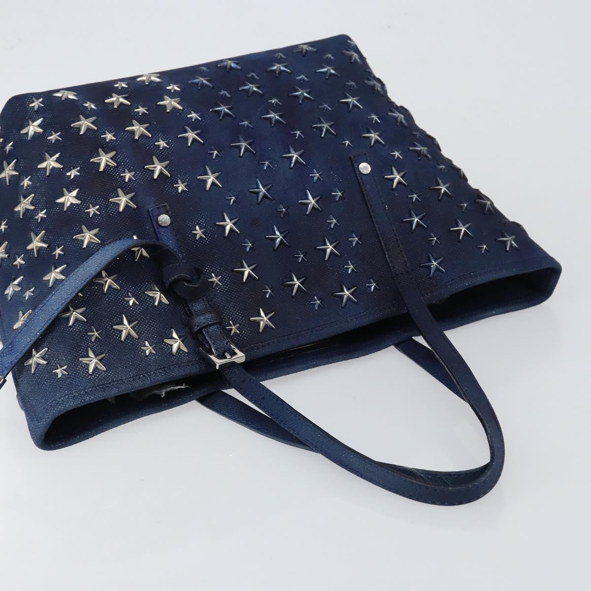 Jimmy Choo Jimmy Choo Studs Tote Bag Coated Canvas Blue Authentic sw1589