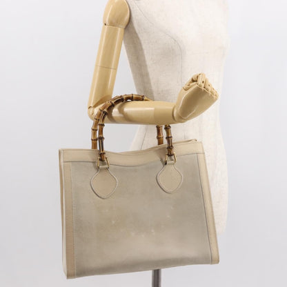 Gucci GUCCI Bamboo Hand Bag Suede Light Beige Gold 002 2853 0260 0 Authentic am9506