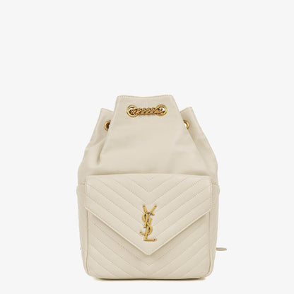 Saint Laurent Joe Rucksack aus weißem Chevron-gestepptem Lammleder
