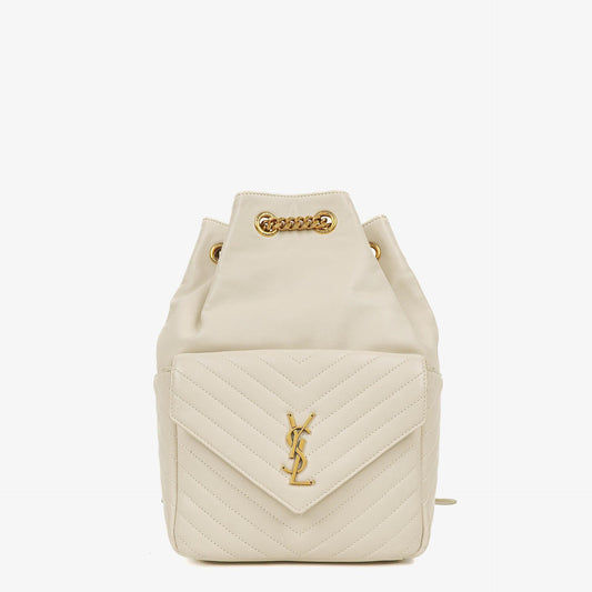Saint Laurent Joe Rucksack aus weißem Chevron-gestepptem Lammleder