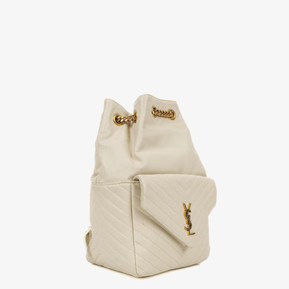 Saint Laurent Joe Rucksack aus weißem Chevron-gestepptem Lammleder