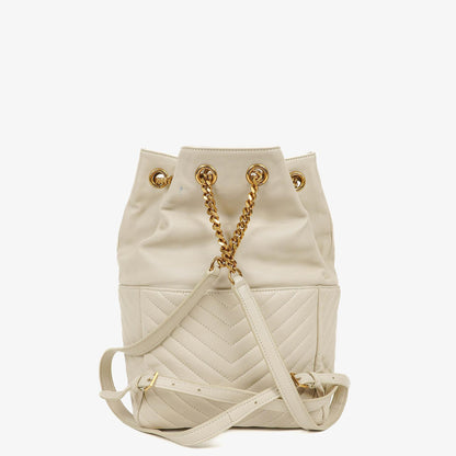 Saint Laurent Joe Rucksack aus weißem Chevron-gestepptem Lammleder
