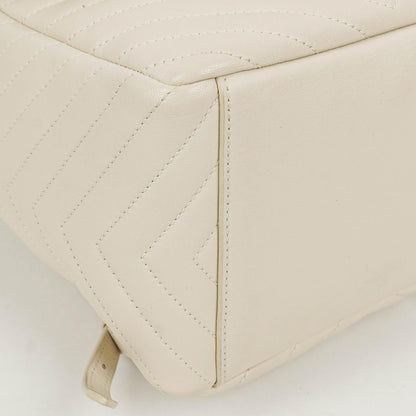 Saint Laurent Joe Rucksack aus weißem Chevron-gestepptem Lammleder