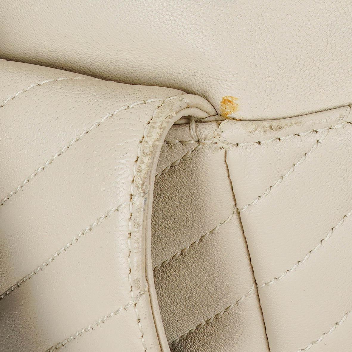 Saint Laurent Joe Rucksack aus weißem Chevron-gestepptem Lammleder