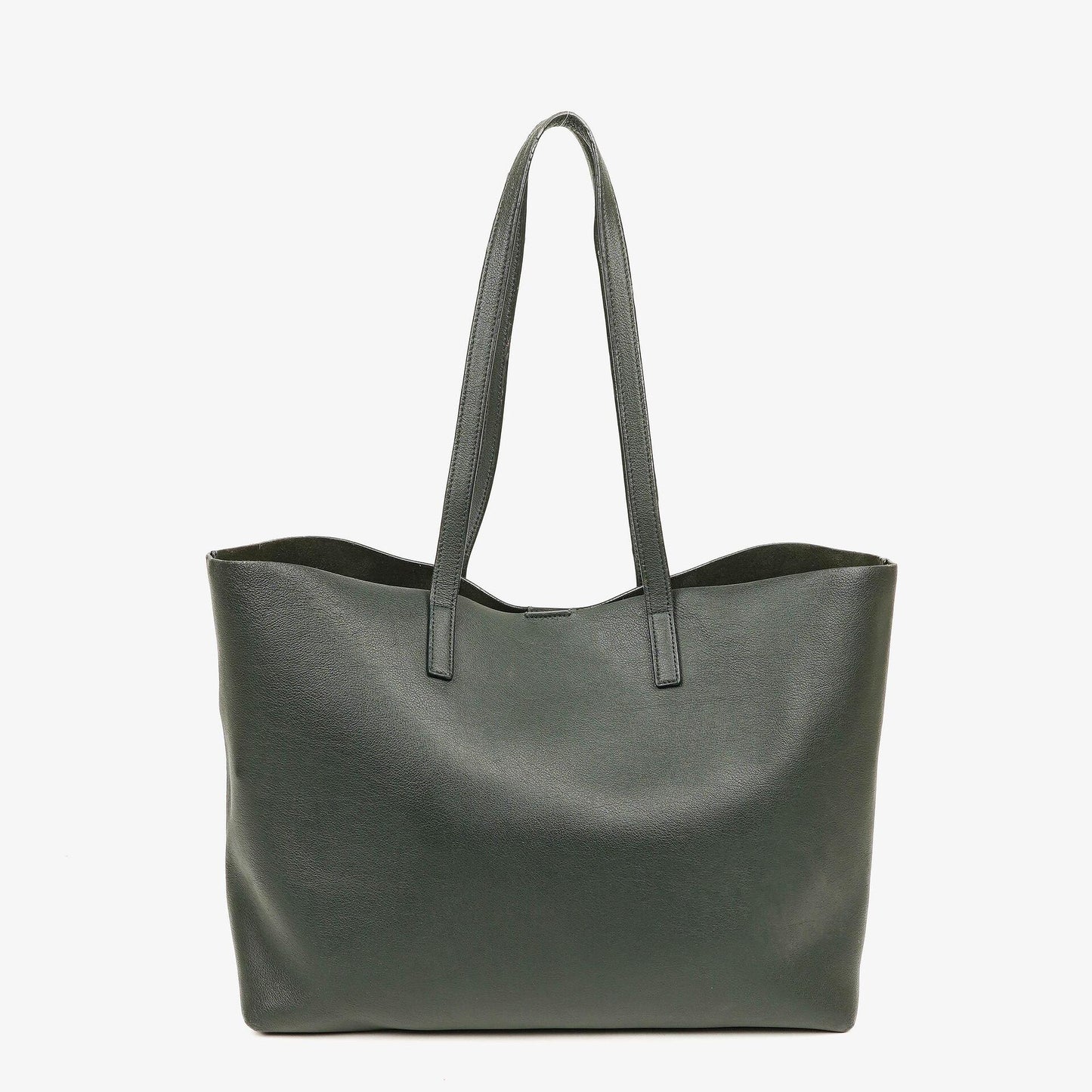 Saint Laurent Große Shopping Tote aus dunkelgrünem Leder