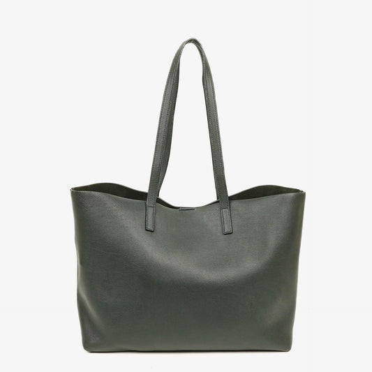 Saint Laurent Große Shopping Tote aus dunkelgrünem Leder