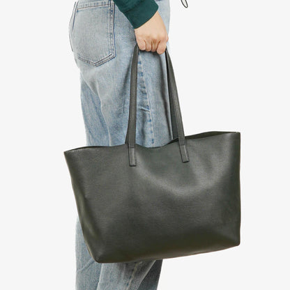 Saint Laurent Große Shopping Tote aus dunkelgrünem Leder