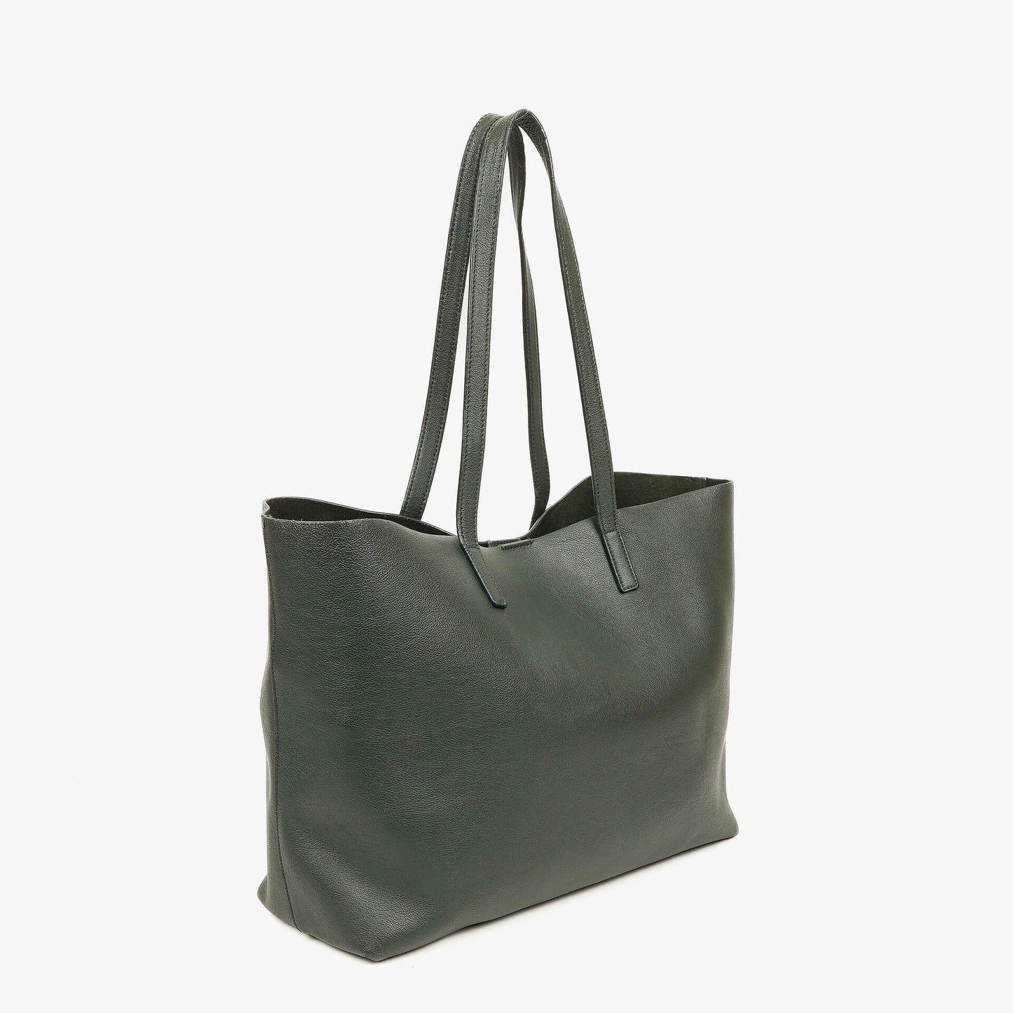 Saint Laurent Große Shopping Tote aus dunkelgrünem Leder