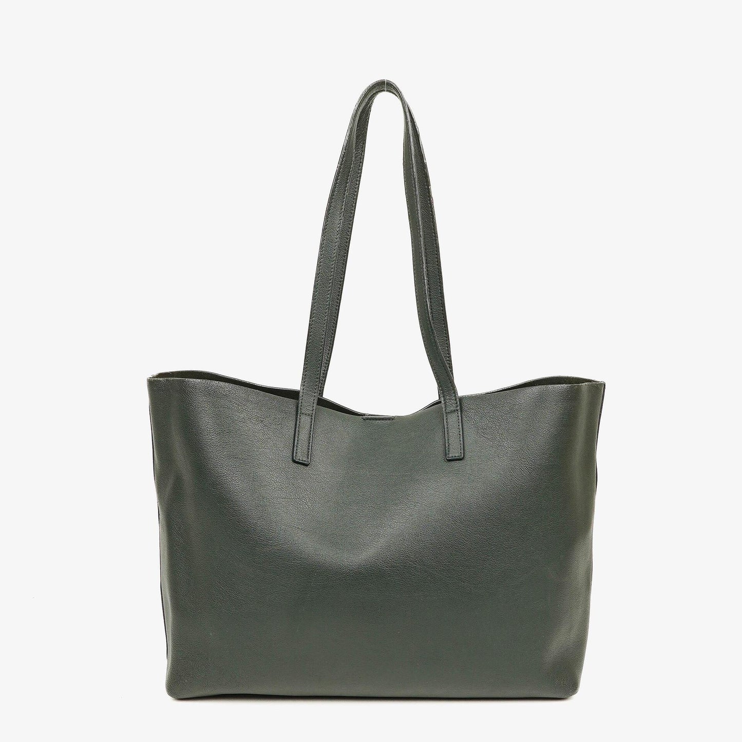 Saint Laurent Große Shopping Tote aus dunkelgrünem Leder