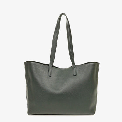 Saint Laurent Große Shopping Tote aus dunkelgrünem Leder