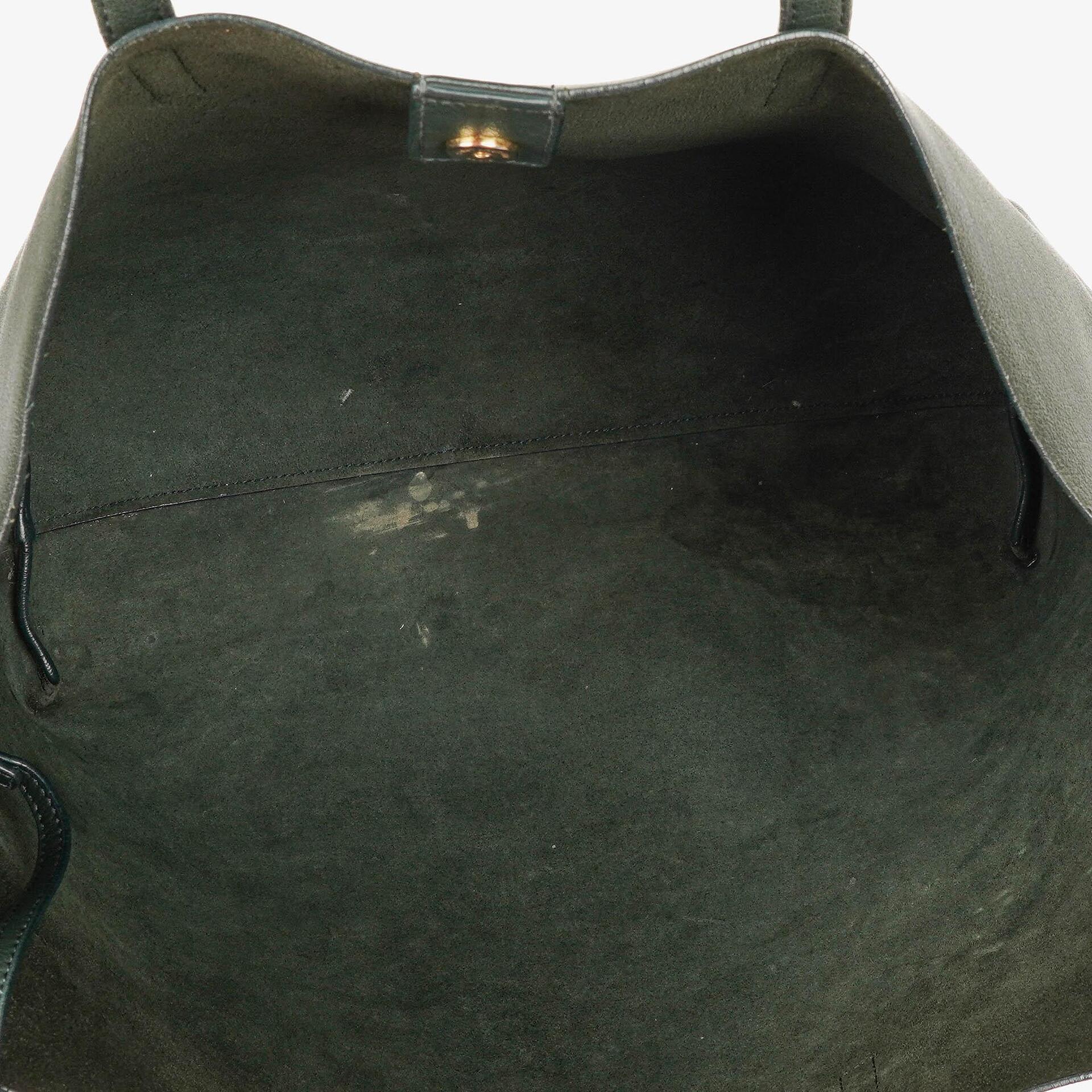 Saint Laurent Große Shopping Tote aus dunkelgrünem Leder