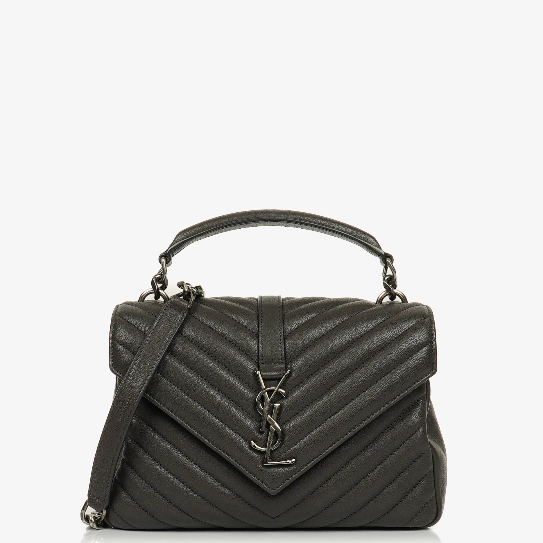 Saint Laurent College Umhängetasche Medium aus Chevron-Steppleder