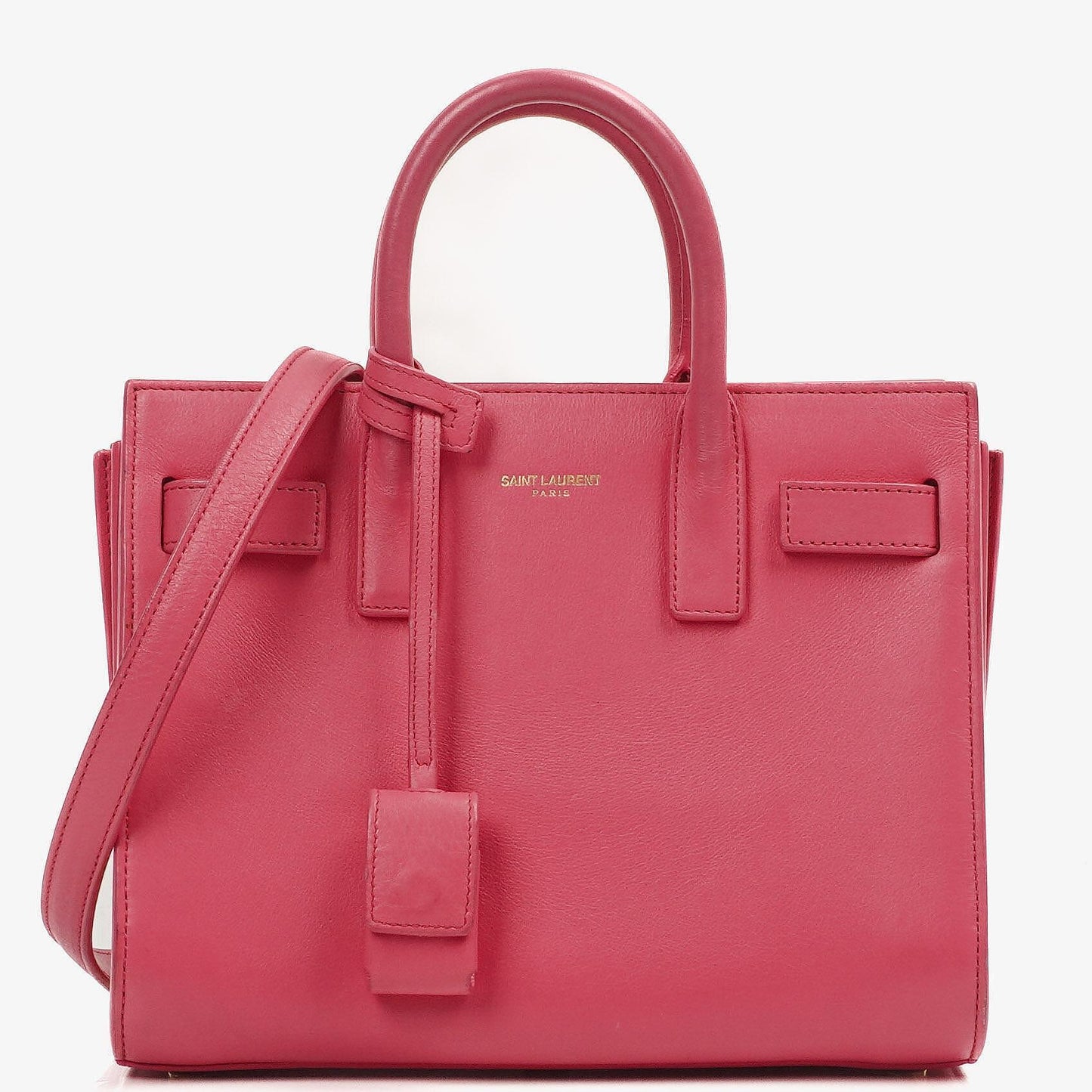 Saint Laurent Nano Sac De Jour Handtasche aus rosa Kalbsleder