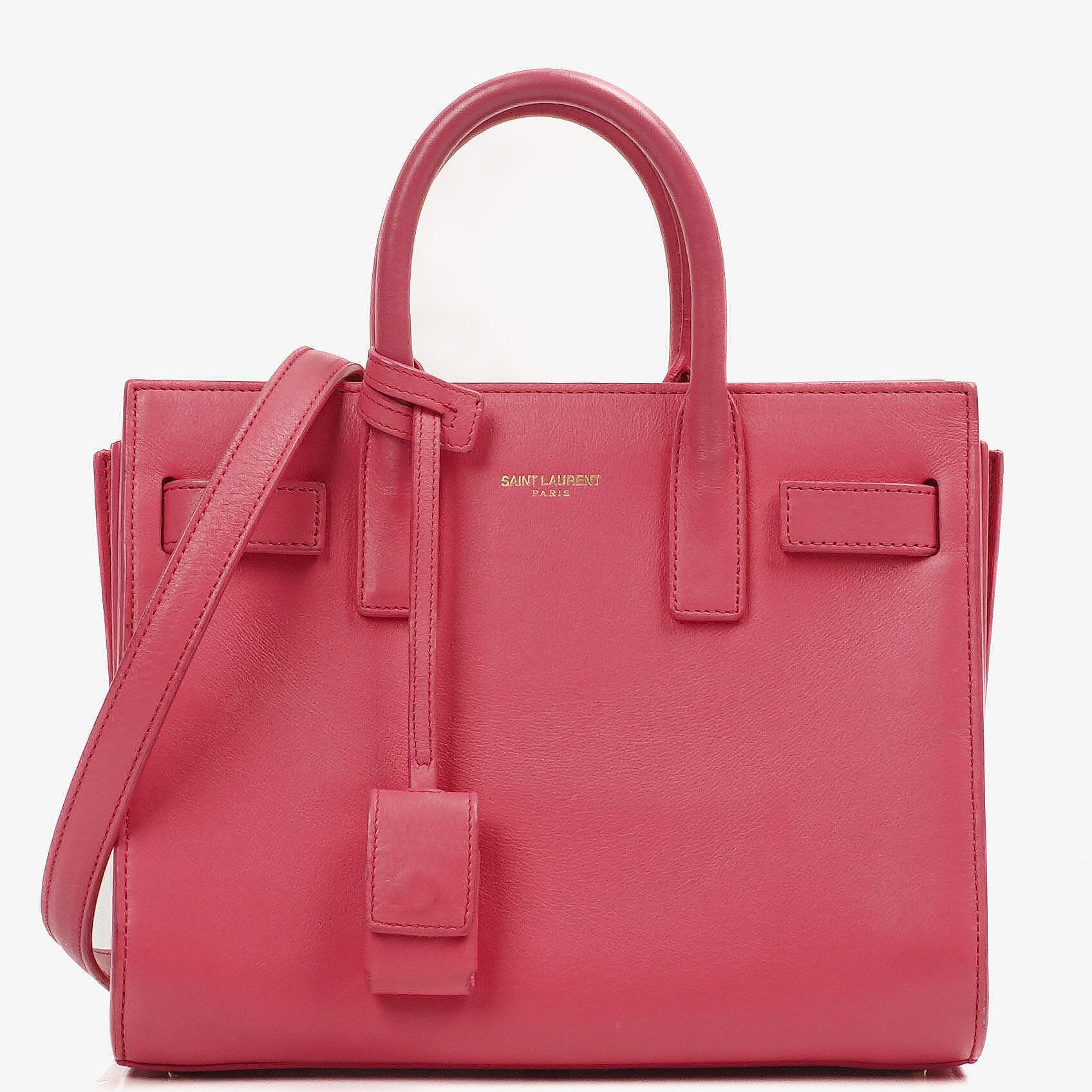 Saint Laurent Nano Sac De Jour Handtasche aus rosa Kalbsleder