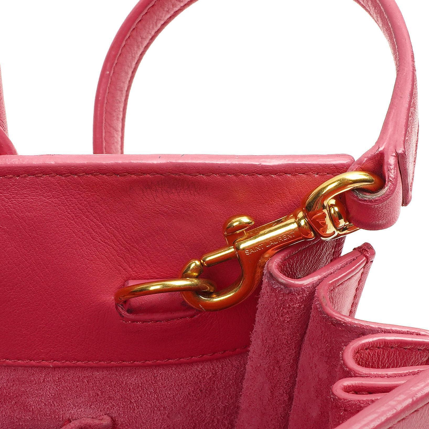 Saint Laurent Nano Sac De Jour Handtasche aus rosa Kalbsleder