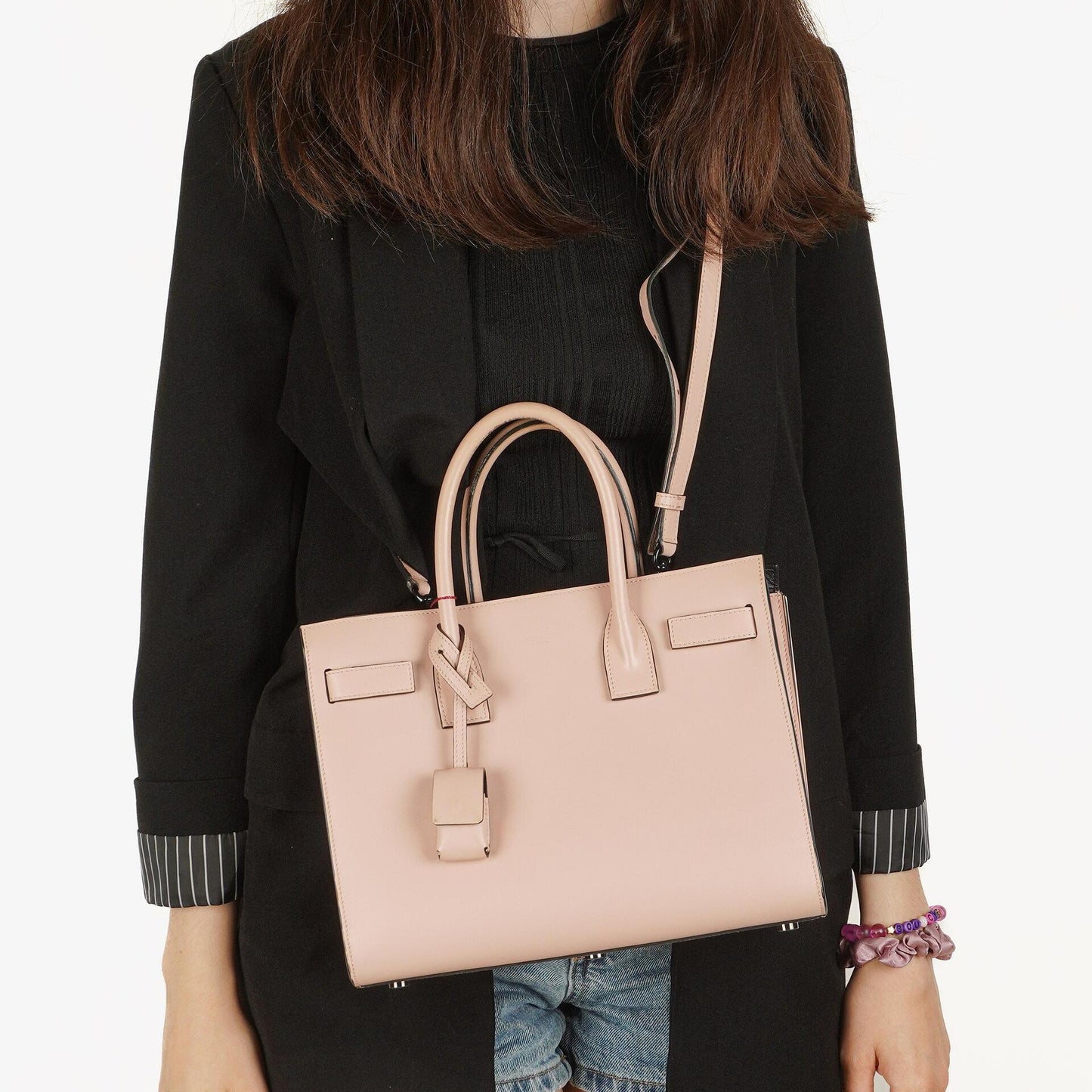Saint Laurent Sac De Jour Baby aus Powder Pink Kalbsleder