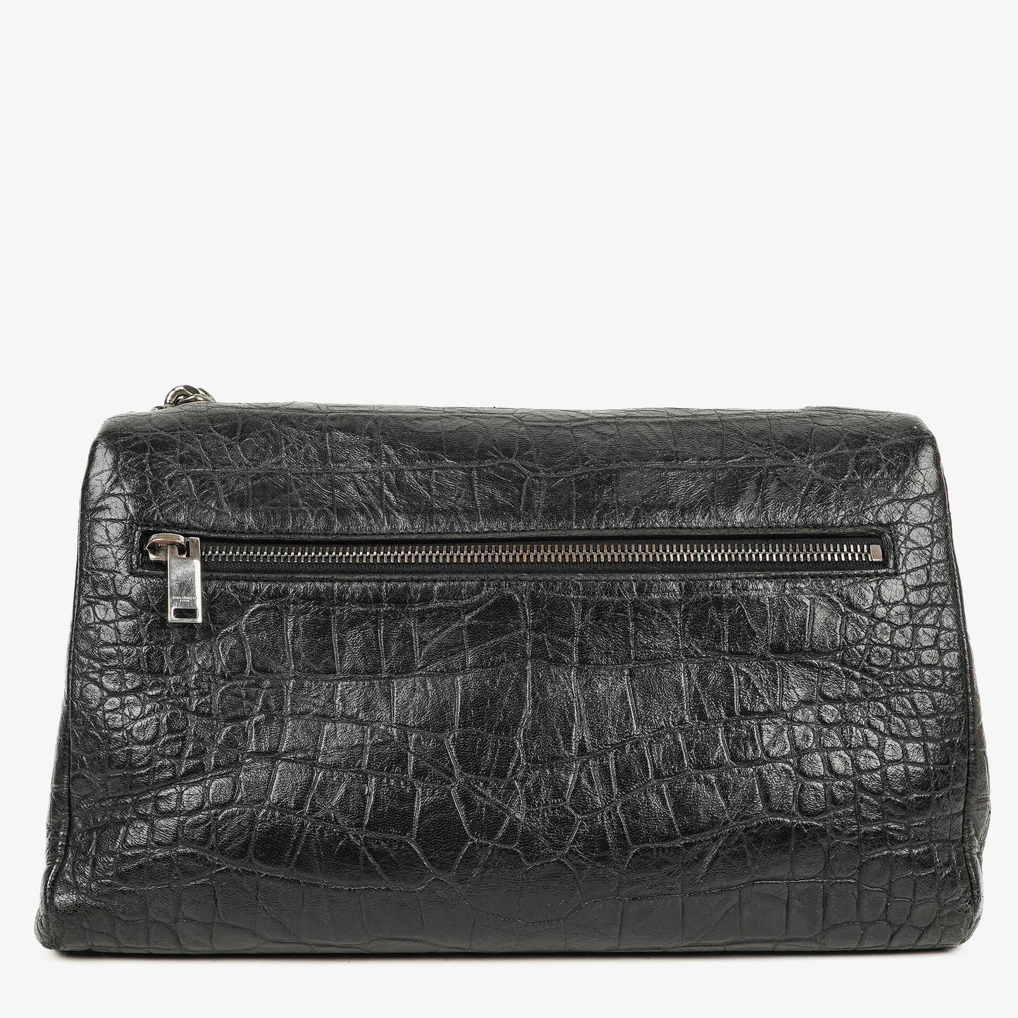 Saint Laurent West Hollywood Schultertasche in Grau aus krokodilgeprägtem Leder