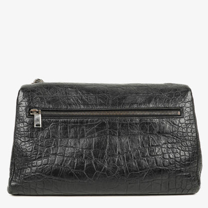 Saint Laurent West Hollywood Schultertasche in Grau aus krokodilgeprägtem Leder