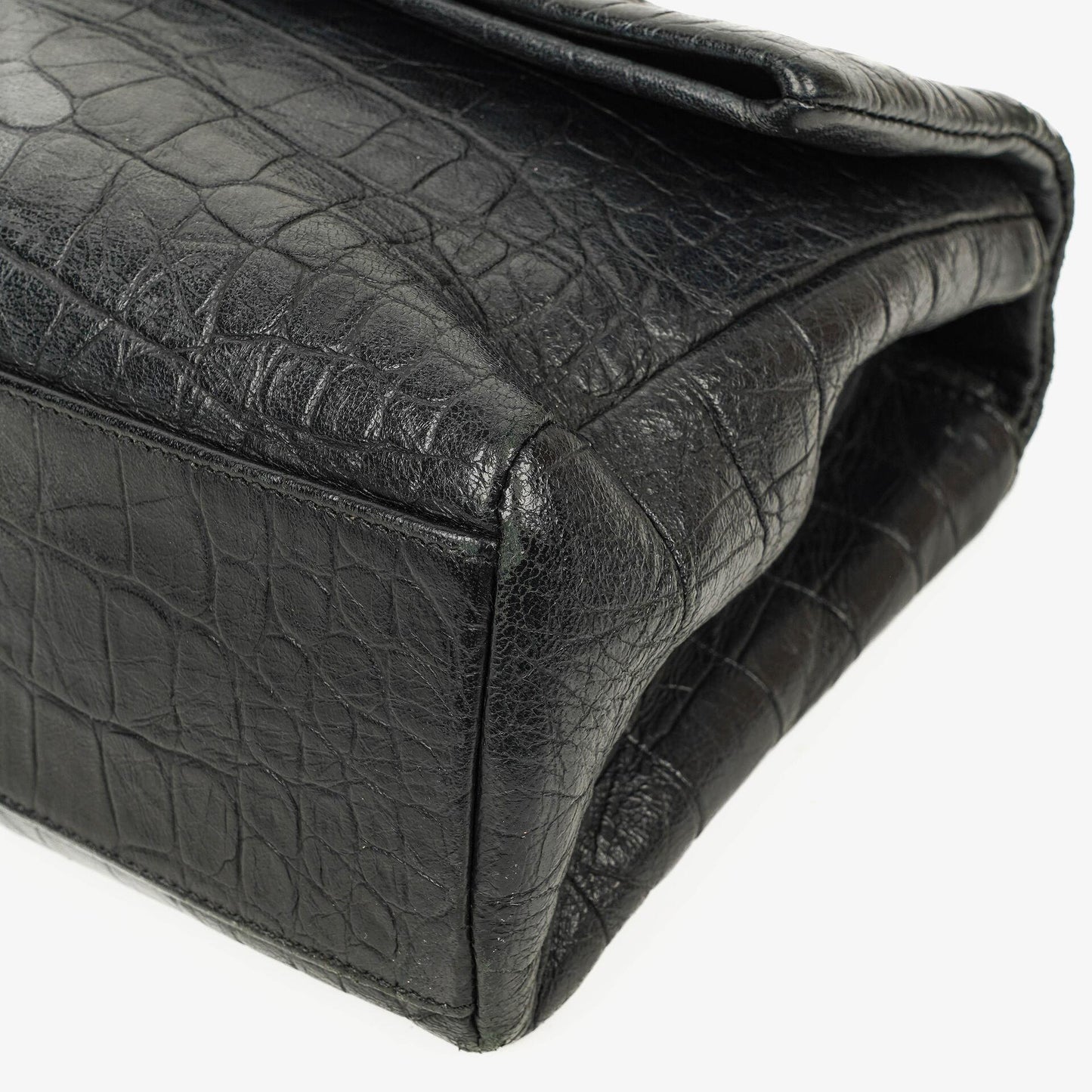 Saint Laurent West Hollywood Schultertasche in Grau aus krokodilgeprägtem Leder