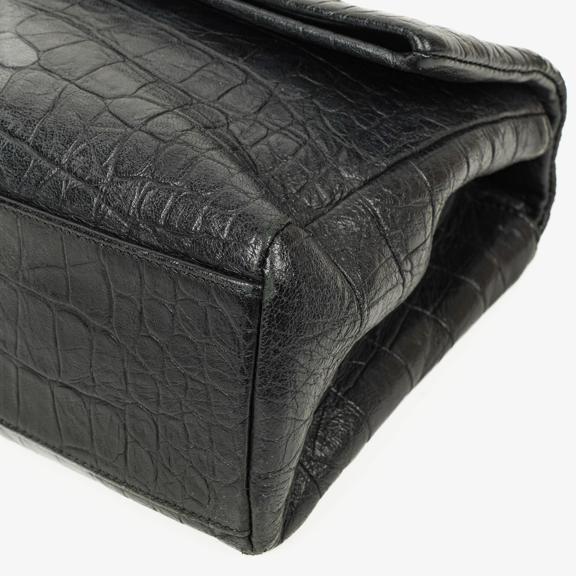 Saint Laurent West Hollywood Schultertasche in Grau aus krokodilgeprägtem Leder