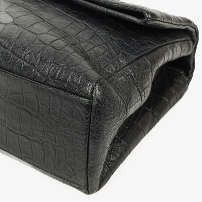 Saint Laurent West Hollywood Schultertasche in Grau aus krokodilgeprägtem Leder