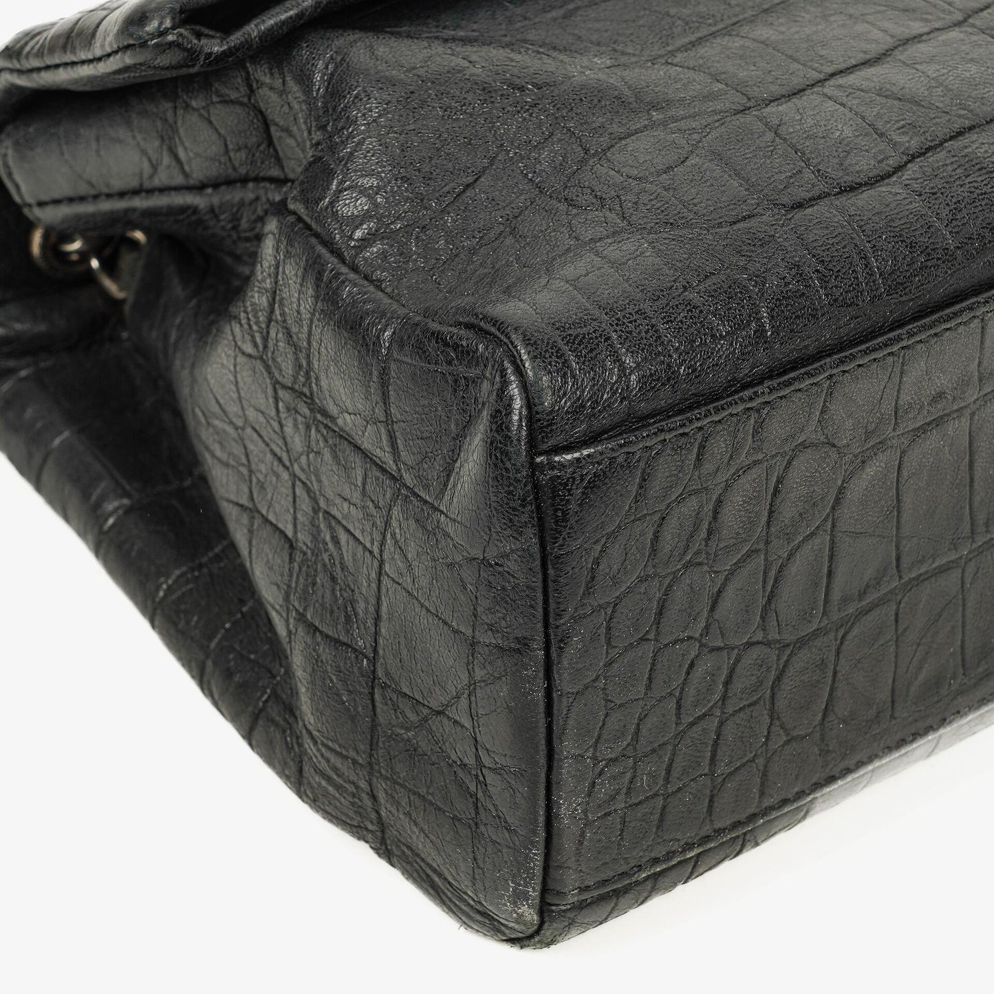 Saint Laurent West Hollywood Schultertasche in Grau aus krokodilgeprägtem Leder