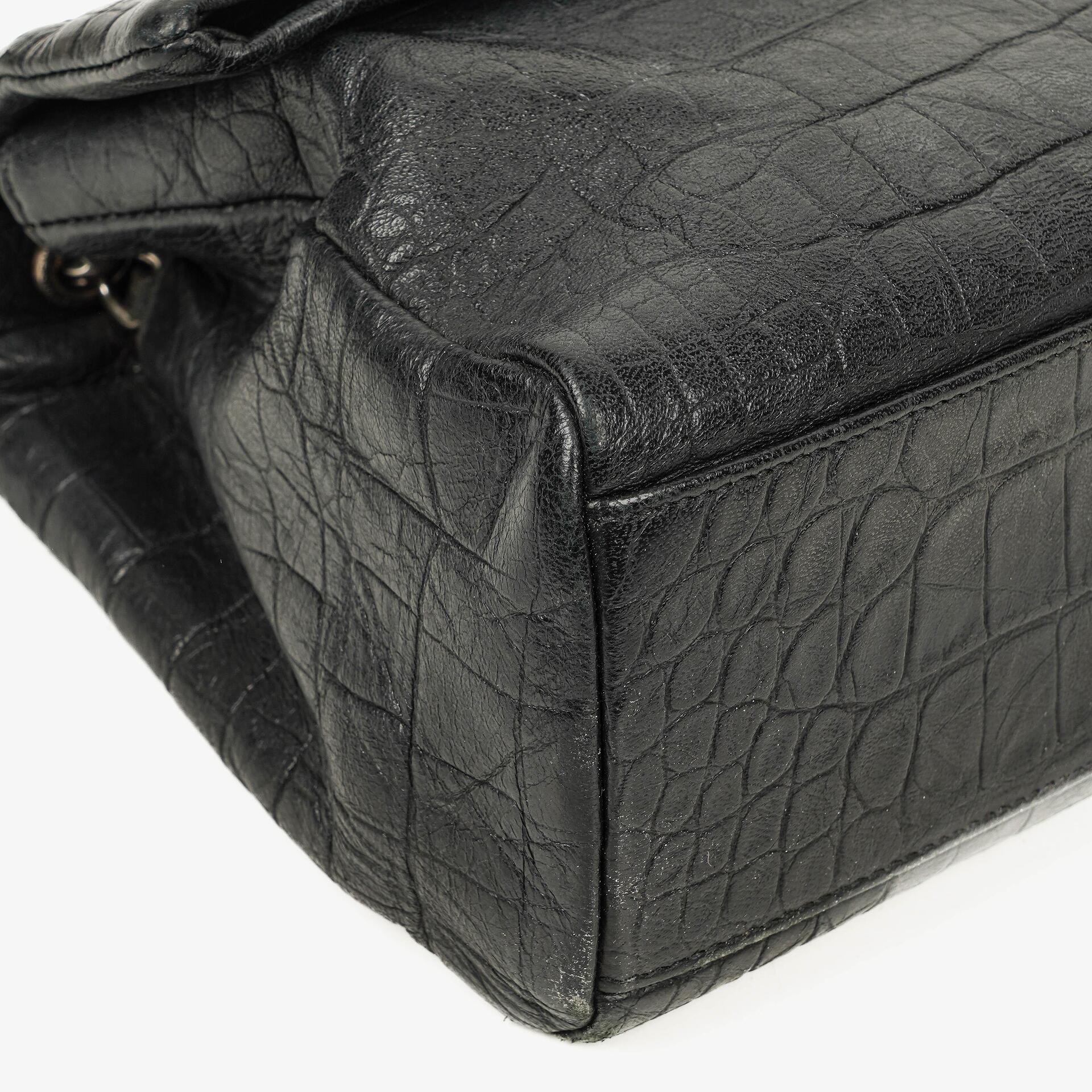 Saint Laurent West Hollywood Schultertasche in Grau aus krokodilgeprägtem Leder