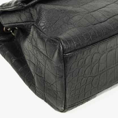Saint Laurent West Hollywood Schultertasche in Grau aus krokodilgeprägtem Leder
