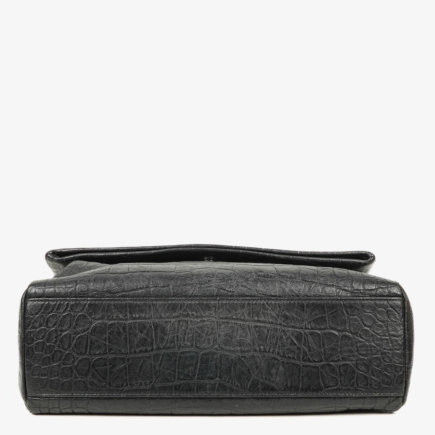 Saint Laurent West Hollywood Schultertasche in Grau aus krokodilgeprägtem Leder