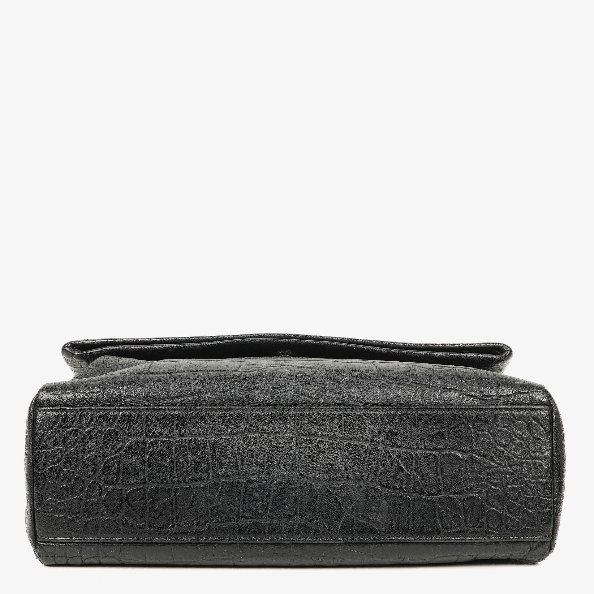 Saint Laurent West Hollywood Schultertasche in Grau aus krokodilgeprägtem Leder