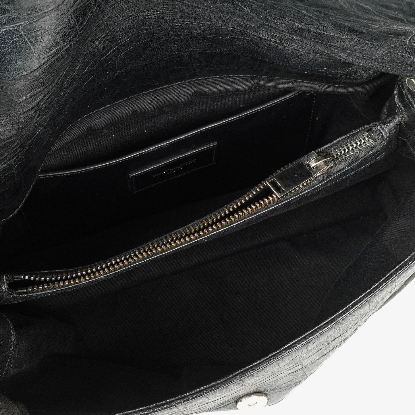 Saint Laurent West Hollywood Schultertasche in Grau aus krokodilgeprägtem Leder