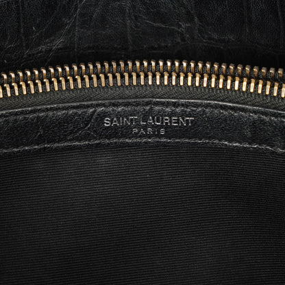 Saint Laurent West Hollywood Schultertasche in Grau aus krokodilgeprägtem Leder