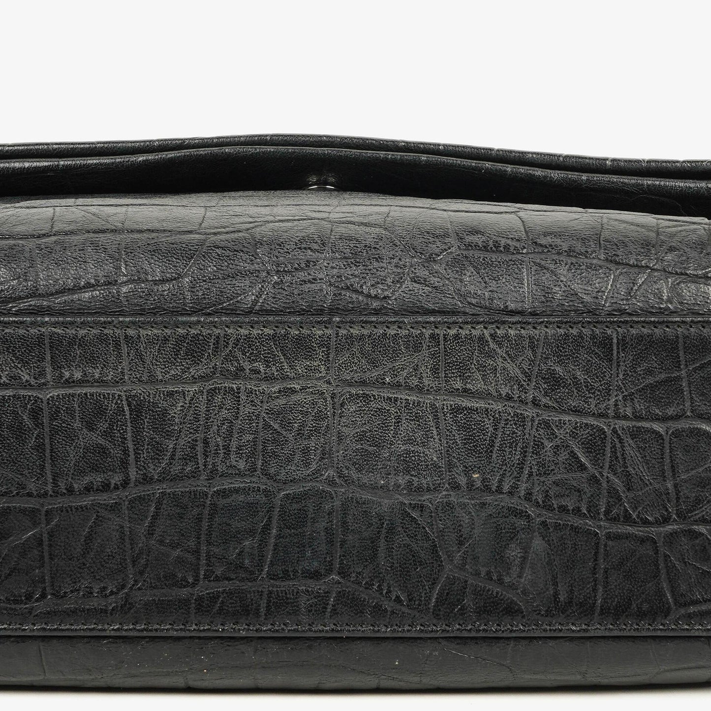 Saint Laurent West Hollywood Schultertasche in Grau aus krokodilgeprägtem Leder
