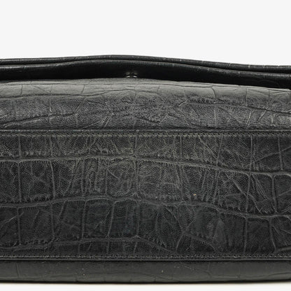 Saint Laurent West Hollywood Schultertasche in Grau aus krokodilgeprägtem Leder