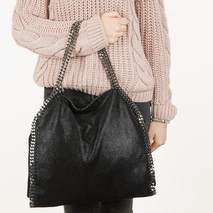 Stella McCartney Schwarze Falabella Tote Vegane Shaggy Deer