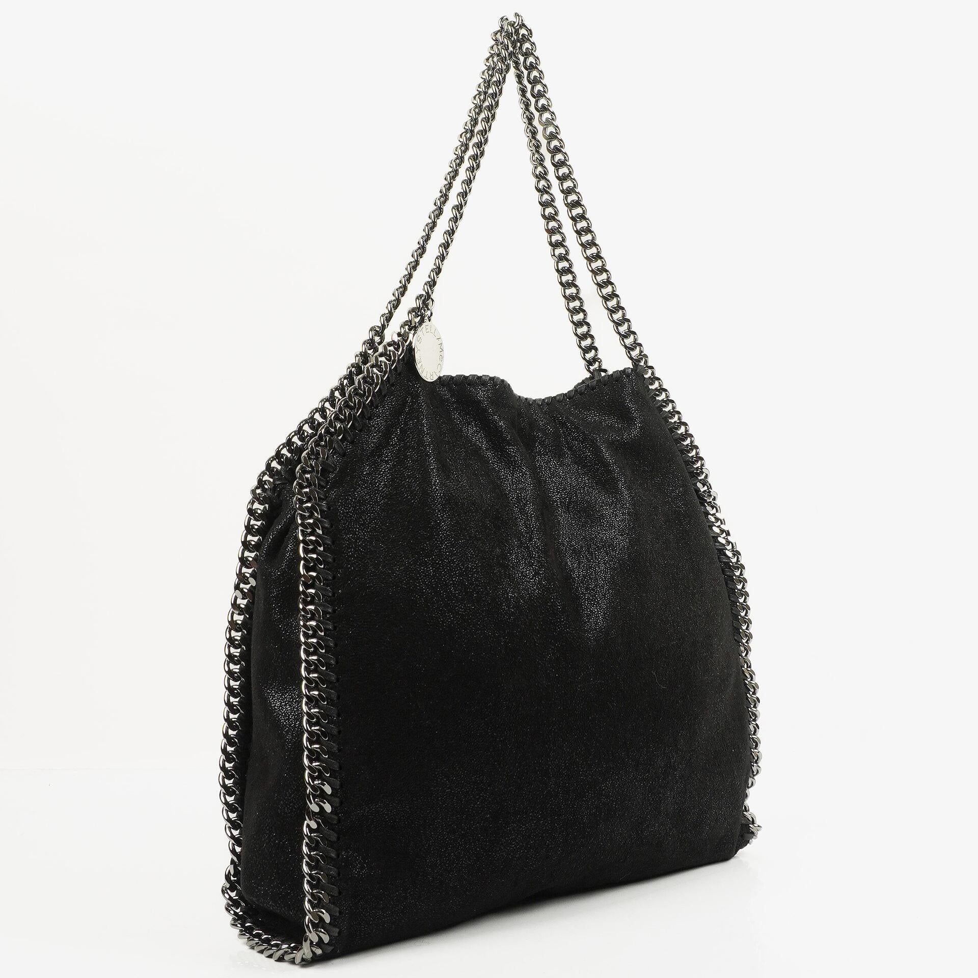 Stella McCartney Schwarze Falabella Tote Vegane Shaggy Deer