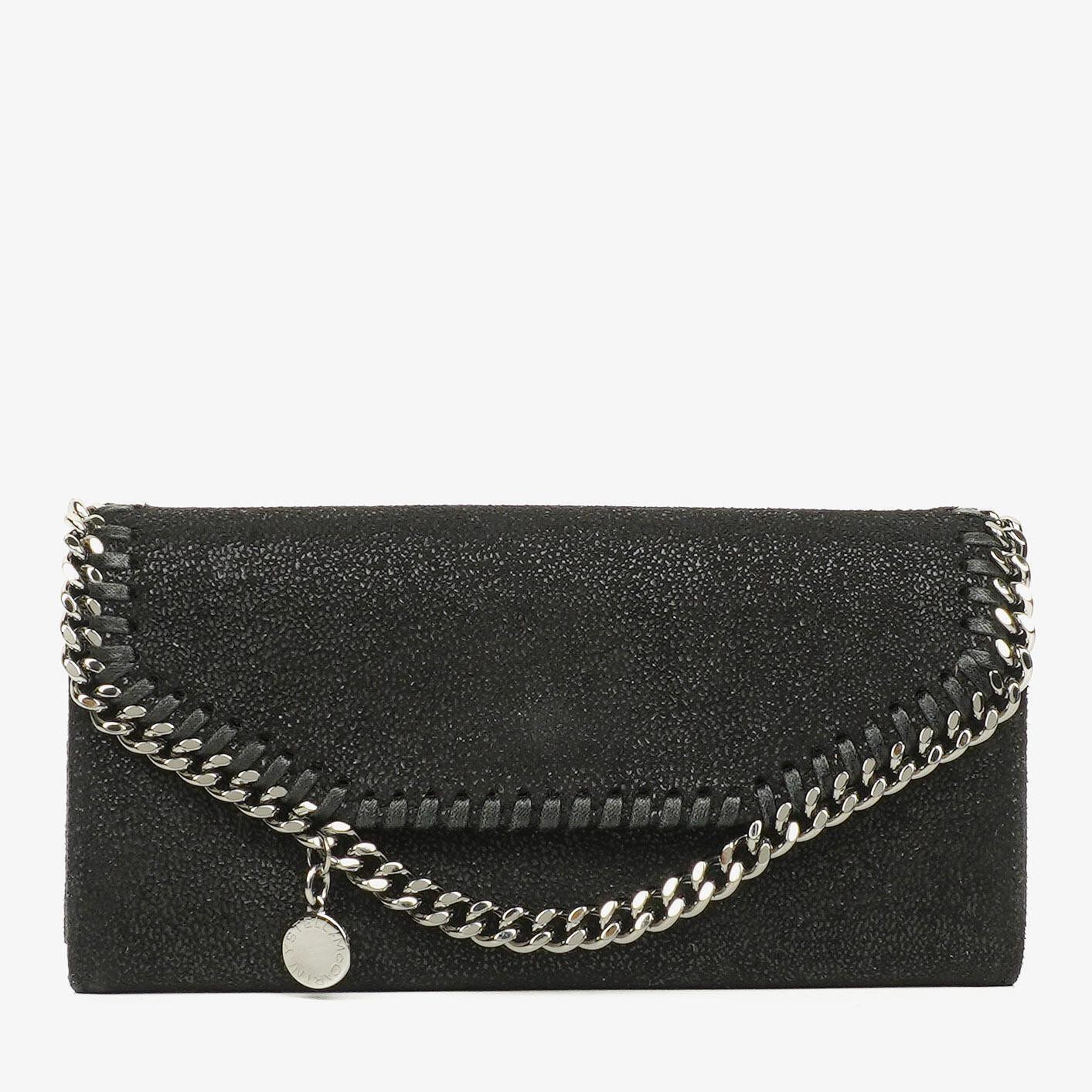 Stella McCartney Falabella Pochette Tasche aus schwarzem Shaggy Dear Kunstleder