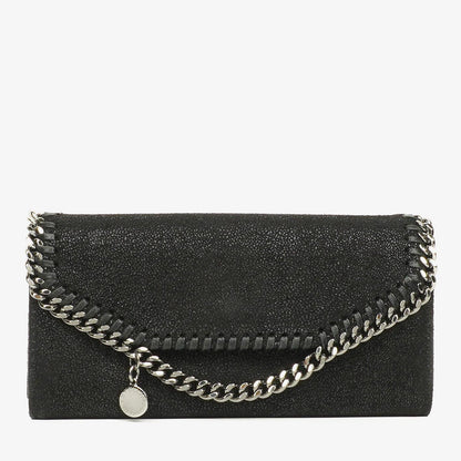 Stella McCartney Falabella Pochette Tasche aus schwarzem Shaggy Dear Kunstleder
